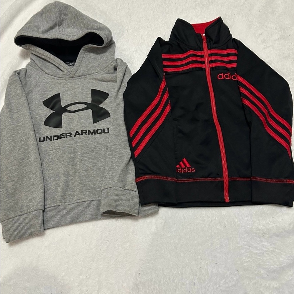 Under Armour Logo Hoodie with Adidas Track Jacket Athletic Set